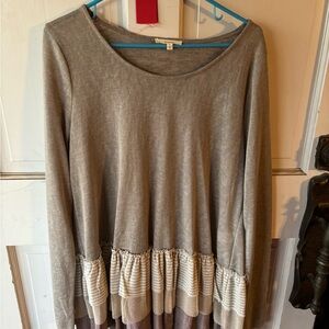 Easel Tan Layered Long Sleeve Tunic